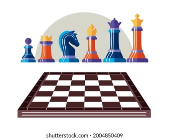 seven chess game set pieces