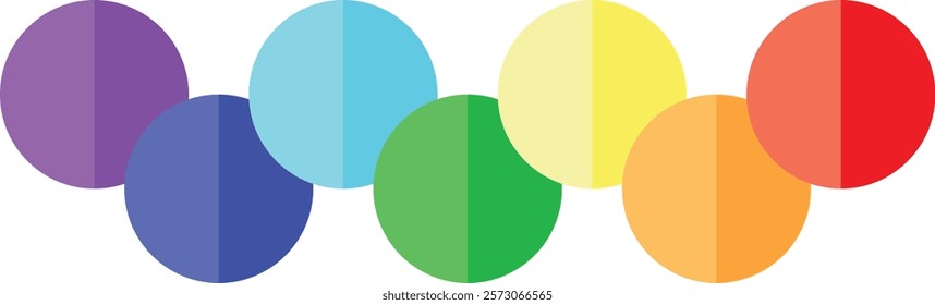 seven circle shape rainbow color seamless pattern vector illustration.