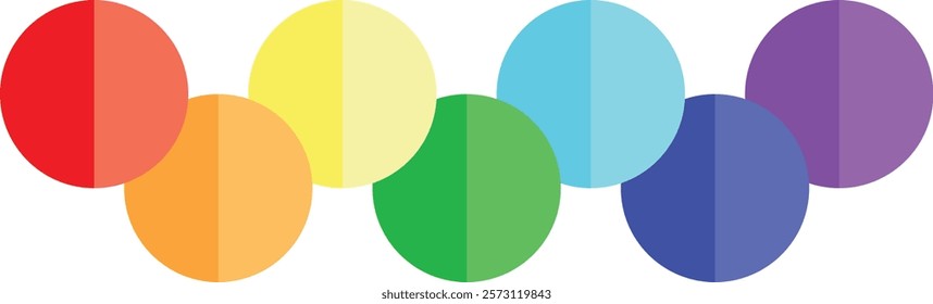 seven circle shape rainbow color seamless pattern vector illustration.