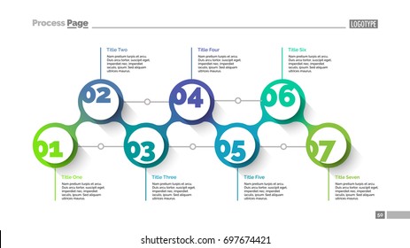 Seven circles slide template. Business data. Graph, diagram, des