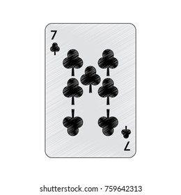 seven of clover or clubs french playing cards related icon image