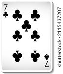 Seven of Clubs Playing Card Isolated illustration