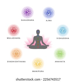 Seven color chakras and their names