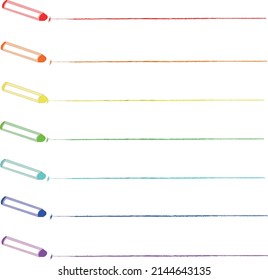 seven color crayons and rainbow list lines 