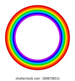 Seven color rainbow. A natural phenomenon. Round circle rainbow frame. Vector illustration.