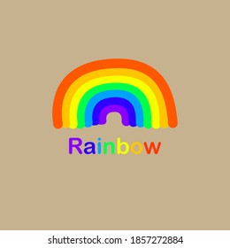 Vector arcoíris de siete colores, arte dibujado a mano, arco iris brillante y lindo con fondo marrón