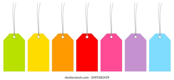 Seven Colorful Hangtags Rainbow Colors
