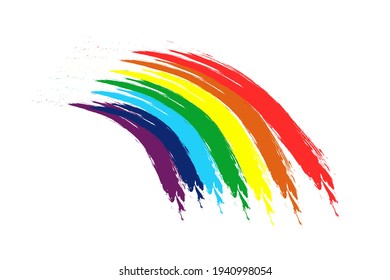 the seven colors of the rainbow are applied with an acrylic paint brush.on a white background.vector illustration