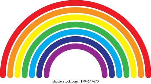 Seven colour rainbow with rounded ends and gaps