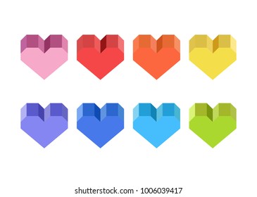 Seven Colours Hearts in Geometry