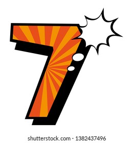 Seven - Comic number and pop art concept.