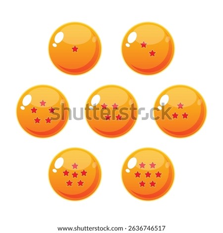 Seven Crystal Dragon Balls Vector Illustration