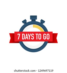 Seven days to go. Time icon. Vector stock illustration on white background.