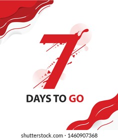 Seven days to go. vector typography logotype illustration