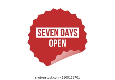 Seven days open red ribbon label banner.