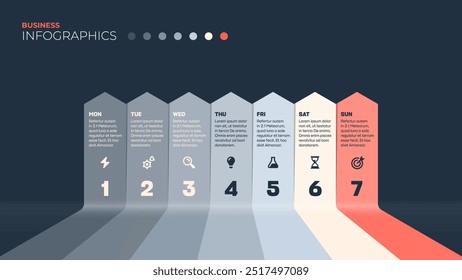 Siete días. Plantilla de infografía de Vector simple