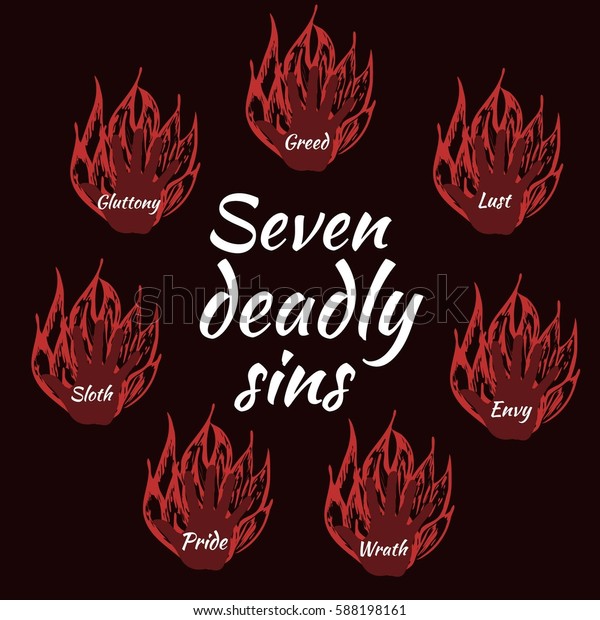 Seven deadly\
sins. Bible. Vector\
illustration