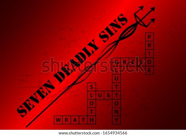 Seven Deadly Sins Blackground Crossword Vector Stock Vector (Royalty