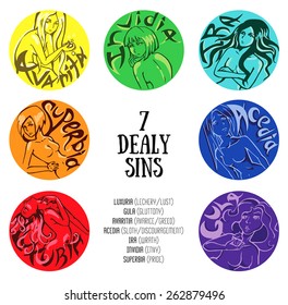 Seven Deadly Sins / Rainbow / vector