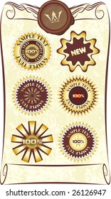 Seven design elements on old roll.
