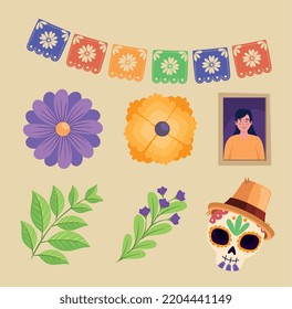 seven dia de los muertos icons