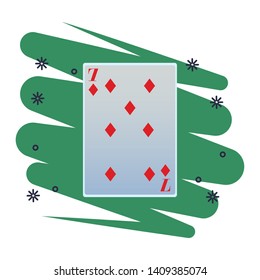 seven of diamonds card icon cartoon pop art background vector illustration graphic design