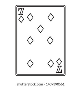 seven of diamonds card icon cartoon black and white vector illustration graphic design