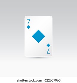 Seven of diamonds playing card isolated