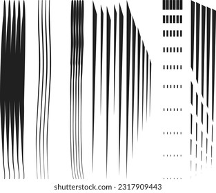 Seven different black scratches on a white background. Typographic stripes on a white background. Abstract scratches on a white canvas. Vector illustration. EPS 10