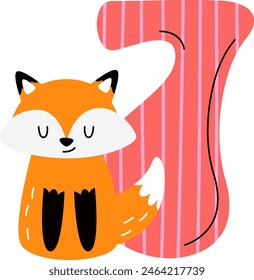 Seven Digit With Fox Vector Illustration