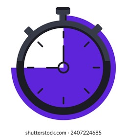 Seven division timer filled line icon. Time, stopwatch, alarm clock, clock, second, hour, minute, countdown, chronometer, hands, mechanism. Vector icons for business and advertising
