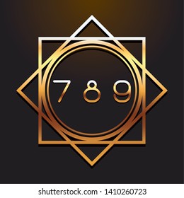 seven eight nine number font in round geometric frame
