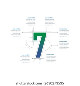 seven figure infographic template. seven steps information template. infographic template for business, education, annual report, magazine