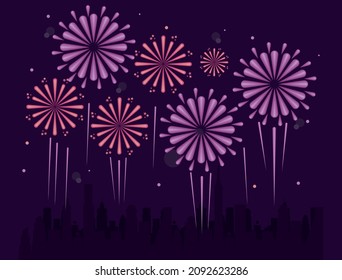 seven fireworks explosion set icons