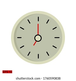 
at seven with a flat style. illustration of a wall clock