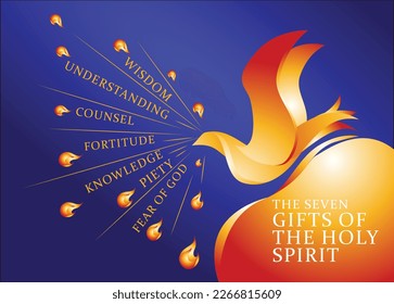 The seven gifts of the holy spirit banner vector illustration