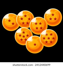 Seven Golden Dragon Balls Vector, Vector Of Dragon Ball Seven Star with Gold Color Good #1