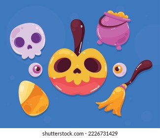 seven halloween celebration set icons