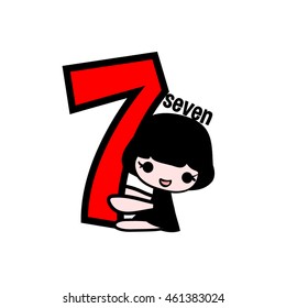 seven hand drawn girl Character illustration vector file