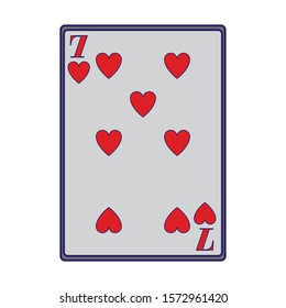 seven of hearts card icon over white background, vector illustration