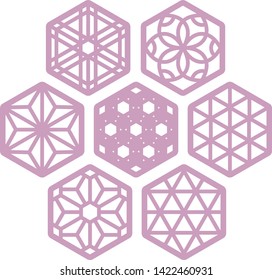 Sete montanhas-russas hexagonais de cor suave. Corte a laser compatível.