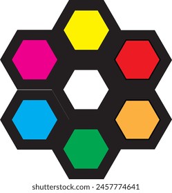 Seven Hexagons icon with arts-3