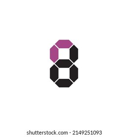 Siete hexagonales letra d número 8 símbolo simple vector