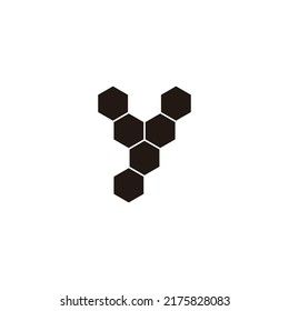 Seven hexagons letter y geometric symbol simple logo vector
