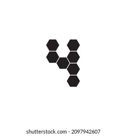 siete hexágonos número 4 simple símbolo vector