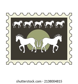 seven horse stamp with abstract vector design 