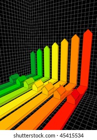 seven houses certified in seven energetic classes in a business diagram