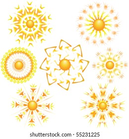 Seven icon of bright sun. Vector illustration