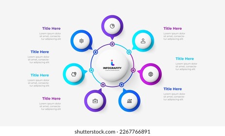 Seven infographics circles. Template for cycle business presentation. Vector info graphic design illustration with 7 options