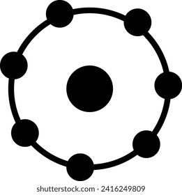 Seven ion or electron logo illustration. Total 7 ion or electron count. Black and white vector illustration.